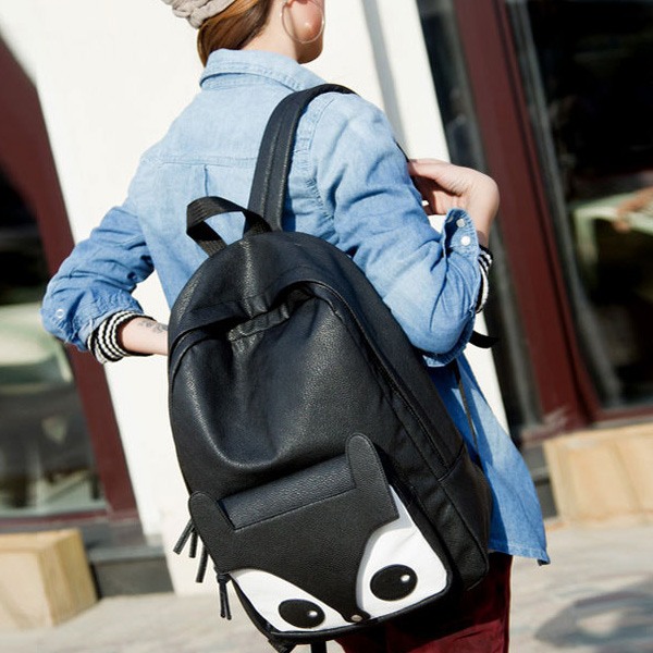 Fashion Cute Fox Black/Brown Women Girls Students Backpack Schoolbag